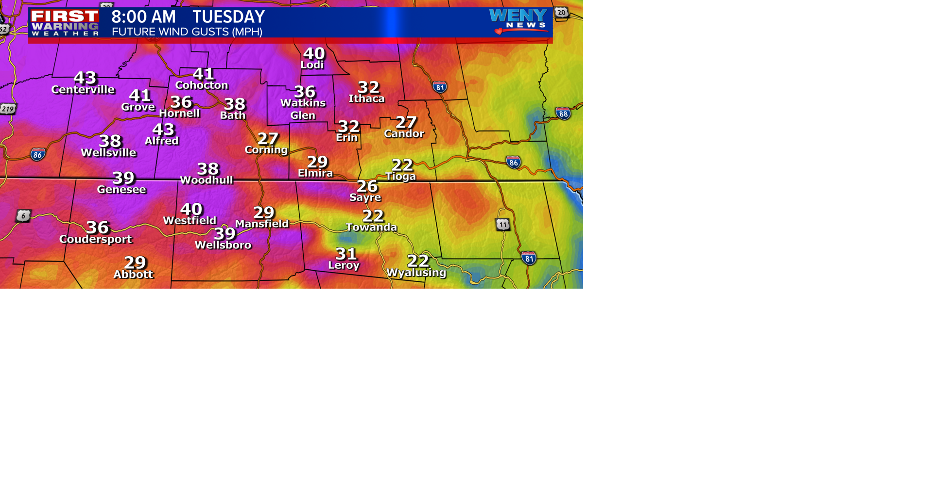 Windy with scattered showers | News | weny.com