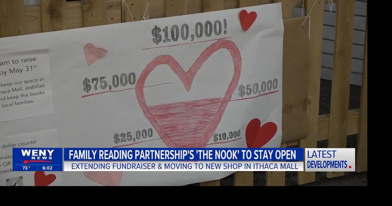 Family Reading Partnership's "The Nook' to stay open at the Ithaca Mall; Fundraiser continues as shop moves to new storefront