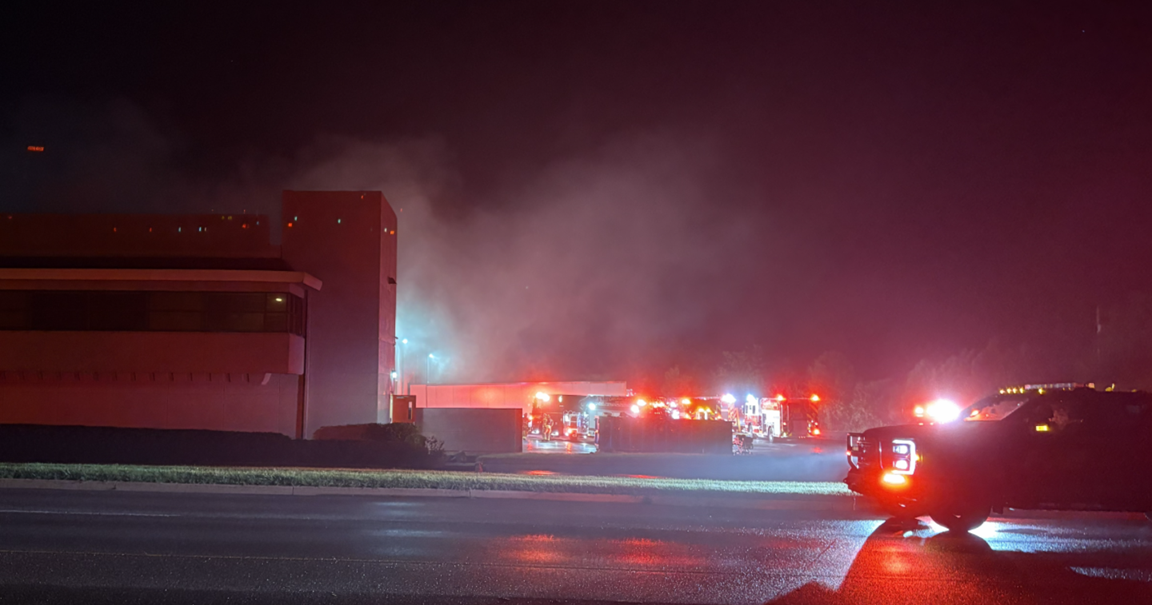 Firefighters from surrounding communities battle Boardman warehouse fire