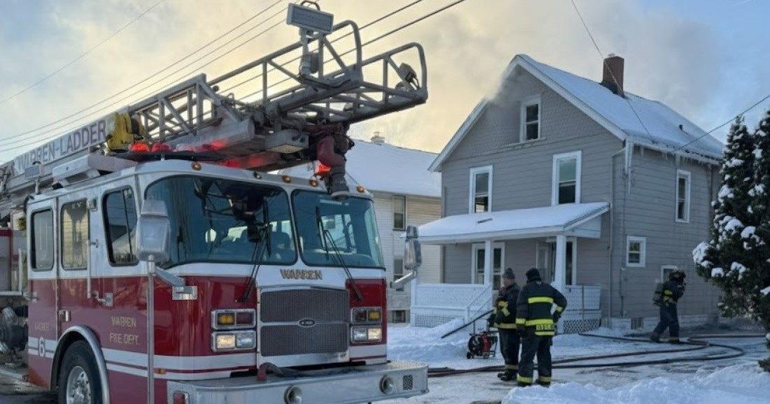 Firefighters battle Warren house fire in sub-zero temperatures ...