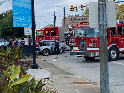 Single car crash sends driver to hospital in downtown Youngstown Monday ...