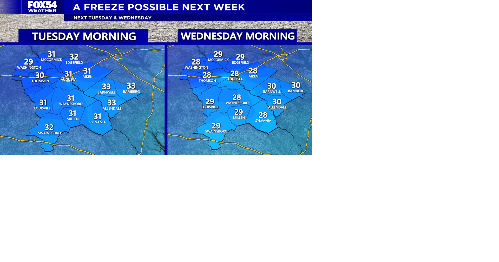 A chance for a freeze Tuesday & Wednesday mornings | | wfxg.com