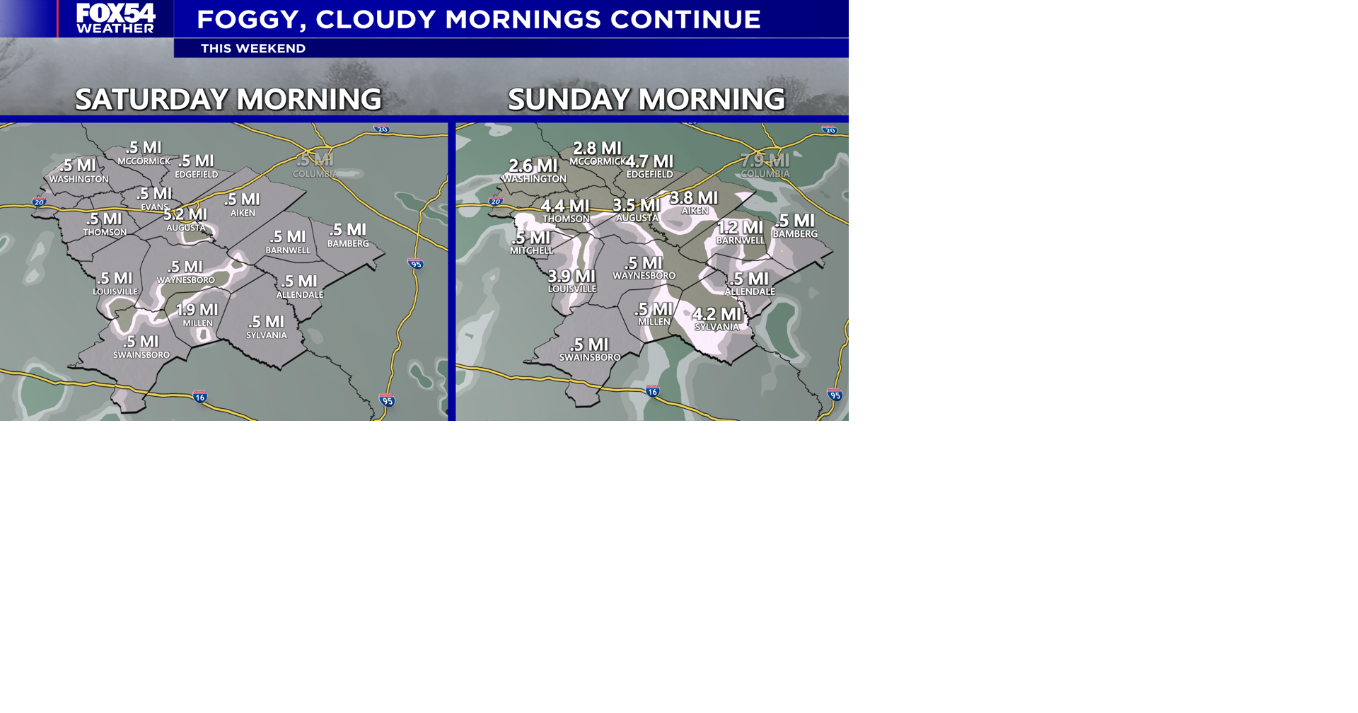 Patchy fog and low clouds both Saturday and Sunday mornings | | wfxg.com