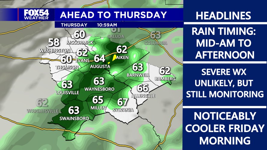 Weather Aware: A line of heavy showers & storms expected Thursday ...