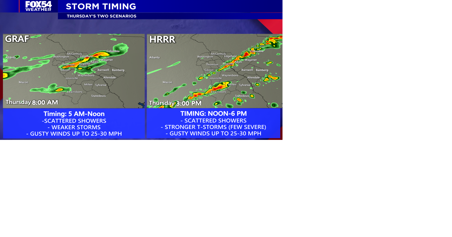 A pleasant Wednesday ahead; Showers and a few strong storms roll in ...