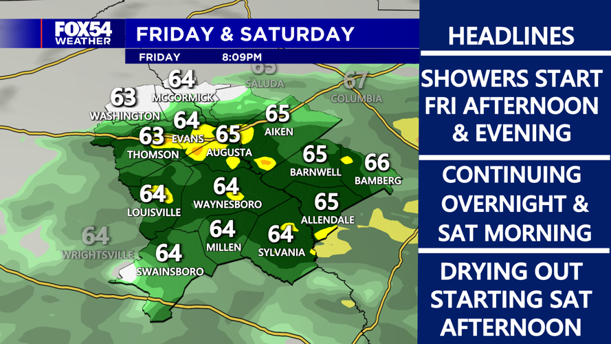 Wet weather returns to the CSRA Friday & Saturday ahead of another ...