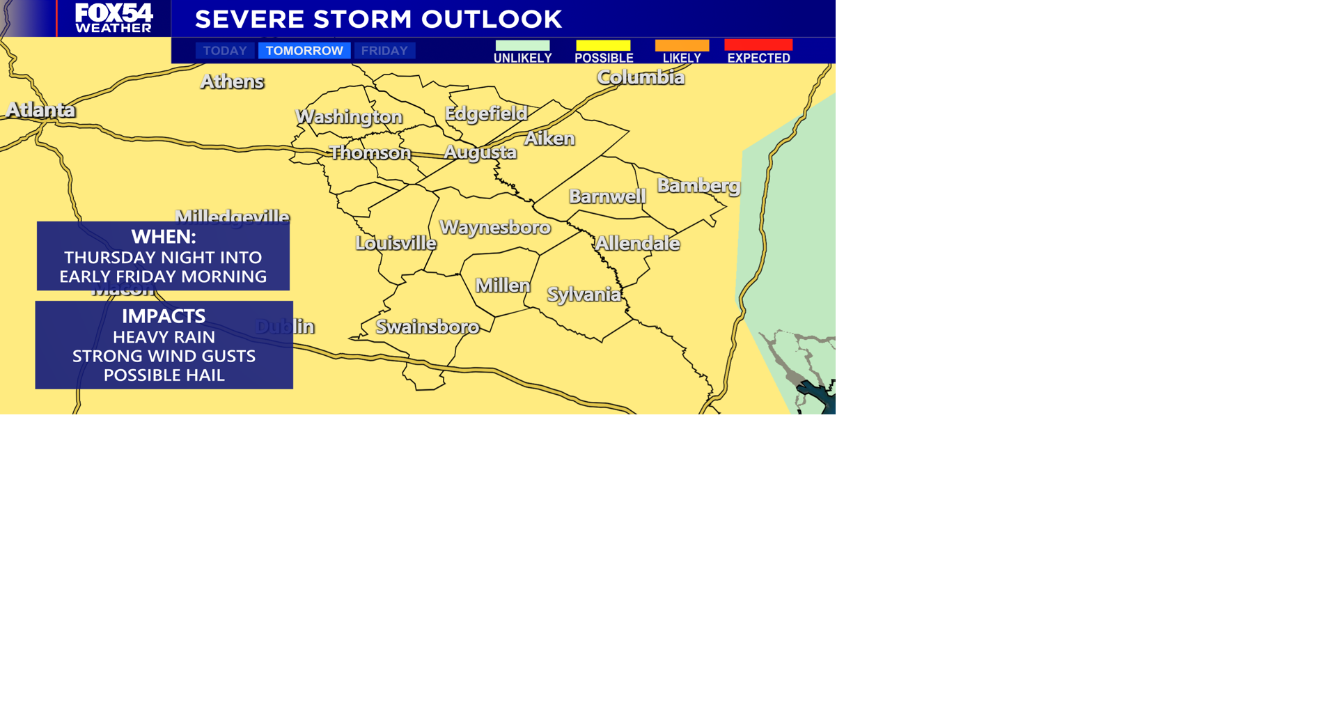 Strong Storms Possible Thursday Night | | wfxg.com