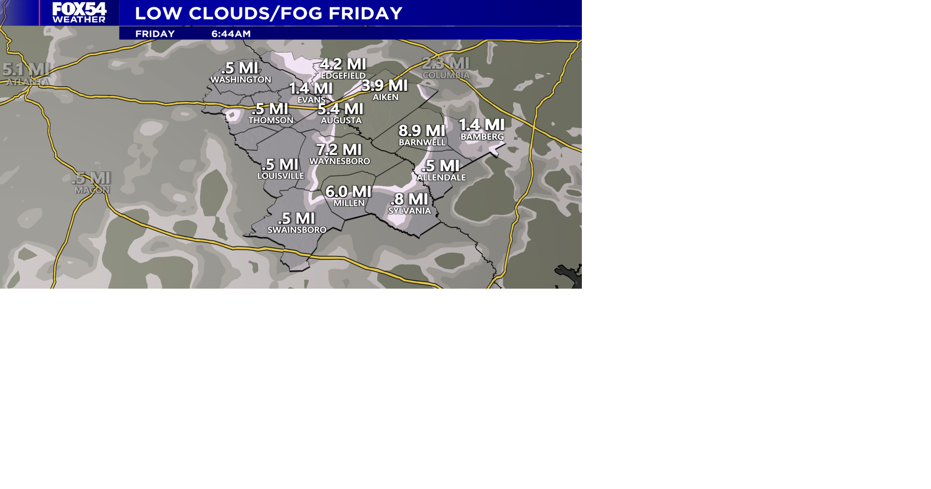 Areas of dense fog possible ahead of a hotter, drier Friday; A drier, hotter pattern returns to the CSRA