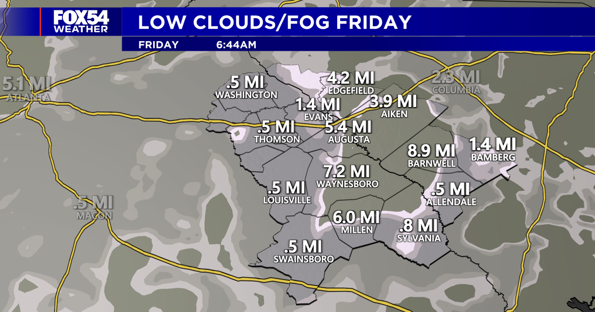 Areas of dense fog possible ahead of a hotter, drier Friday; A drier, hotter pattern returns to the CSRA