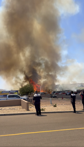 Brush fire on US 60 now burning on both sides of the highway ...