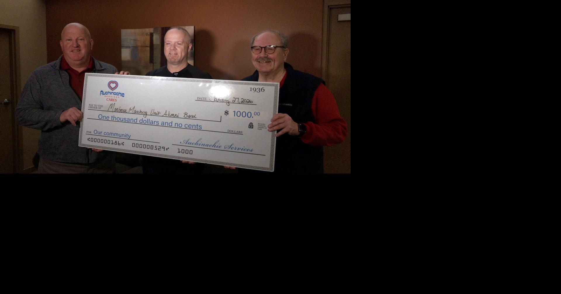 Auchinachie Cares Donates to Montrose Marching Unit Alumni Band After Being Selected to Play in Philadelphia Parade