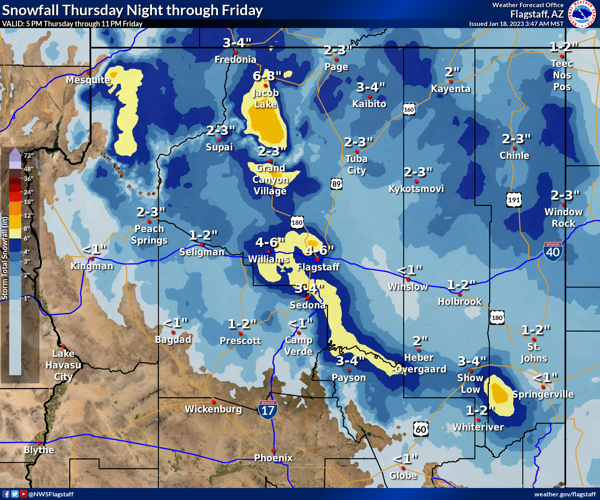 Another round of snow set for Williams Thursday night through Friday ...