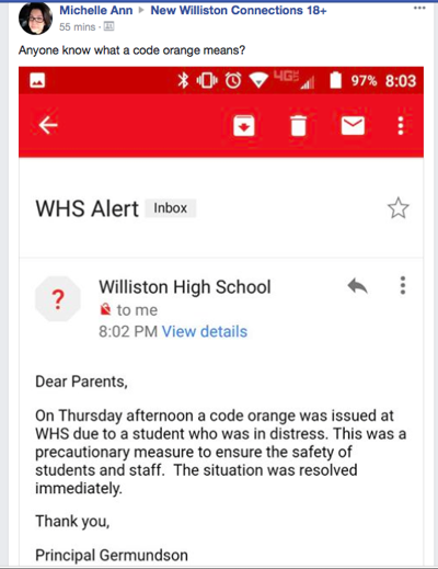 Student In Distress Leads To Short Lockdown At Williston High School Local News Stories Willistonherald Com Student In Distress Leads To Short Lockdown At Williston High School Local News Stories Willistonherald Com