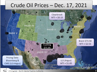map of crude oil prices