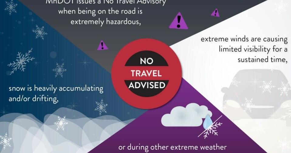 As of 7:30 am Sunday, March 15, 2026:  No travel advised in 8 southwest Minnesota counties