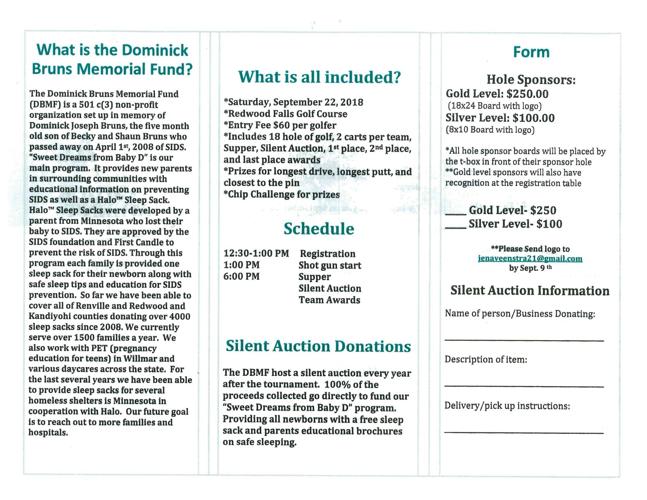 7th Annual Dominick Bruns Memorial Golf Scramble & Silent Auction | Calendar  | willmarradio.com