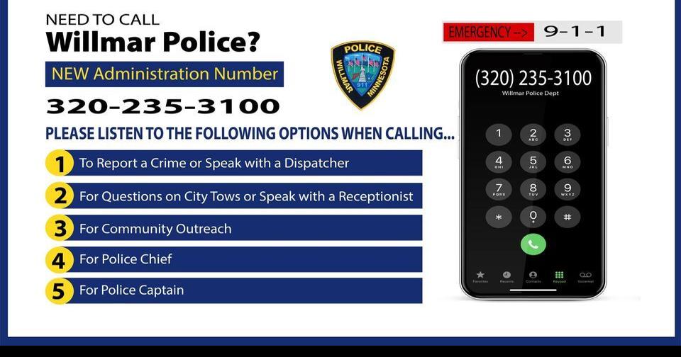 Willmar police change nonemergency phone number News