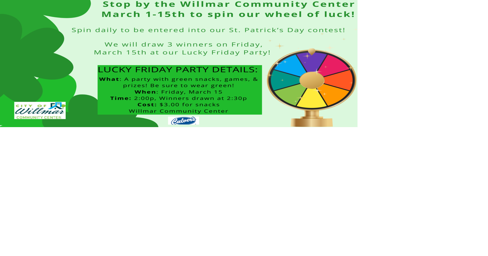 Spin your Luck! (event March 1st thru the 15th, every day) | Calendar ...