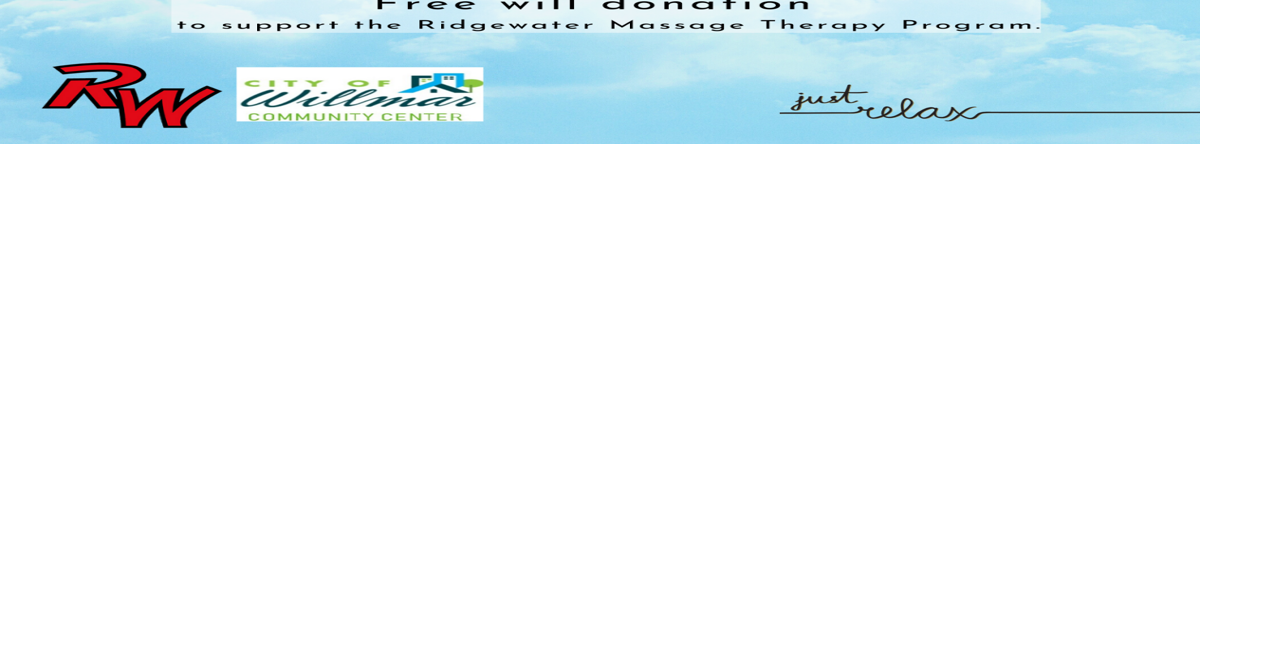 Ridgewater College Massage Therapy Chair Massages Calendar