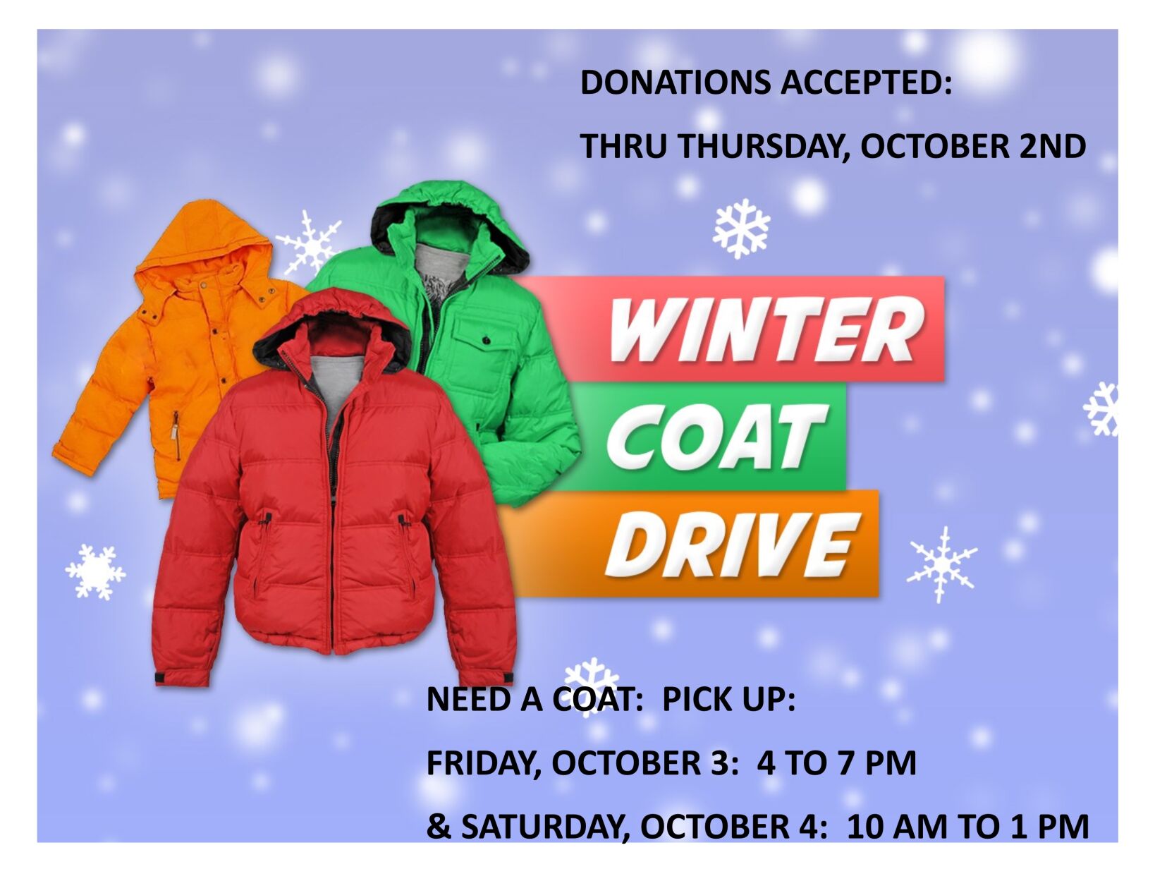 Giving Tree Jacket Drive Winter Coat Drive (donations needed) (pick up dates) | Calendar ...