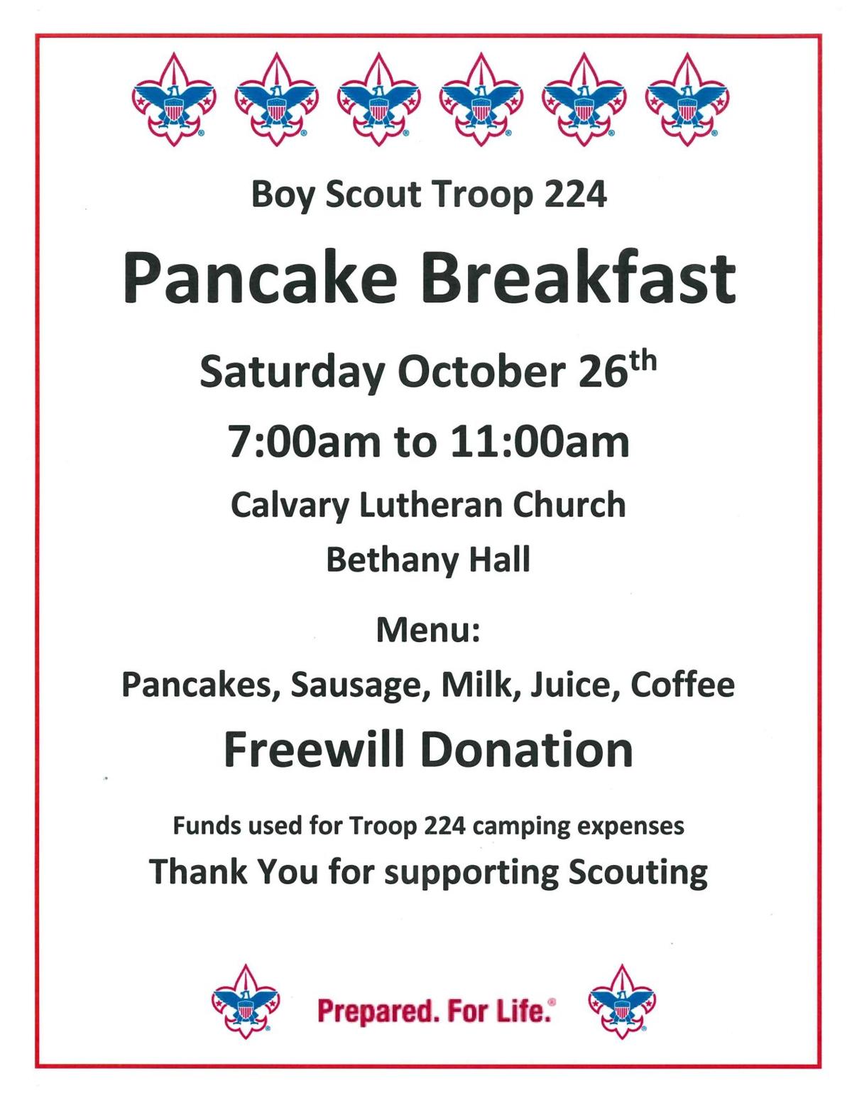 Boy Scout Troop 224 quot Pancake Breakfast quot Calendar willmarradio com
