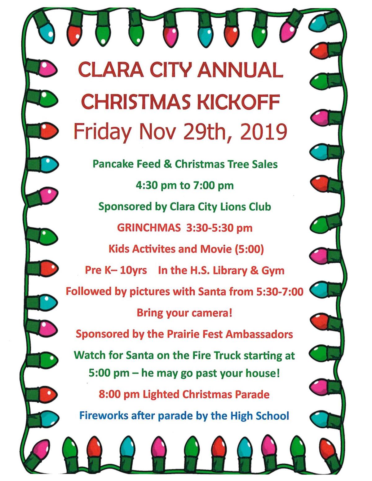 Clara City Annual Christmas Kickoff Calendar