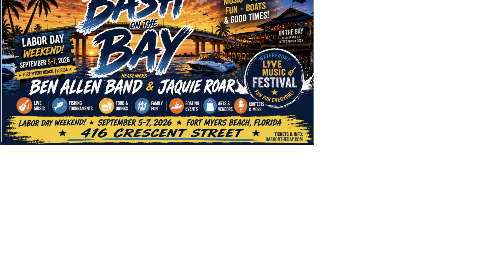Fort Myers Beach's first-ever Bash on the Bay starts this Saturday