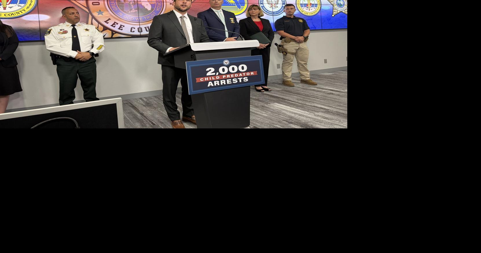 Florida Attorney General announces 2,000th child predator arrest of term