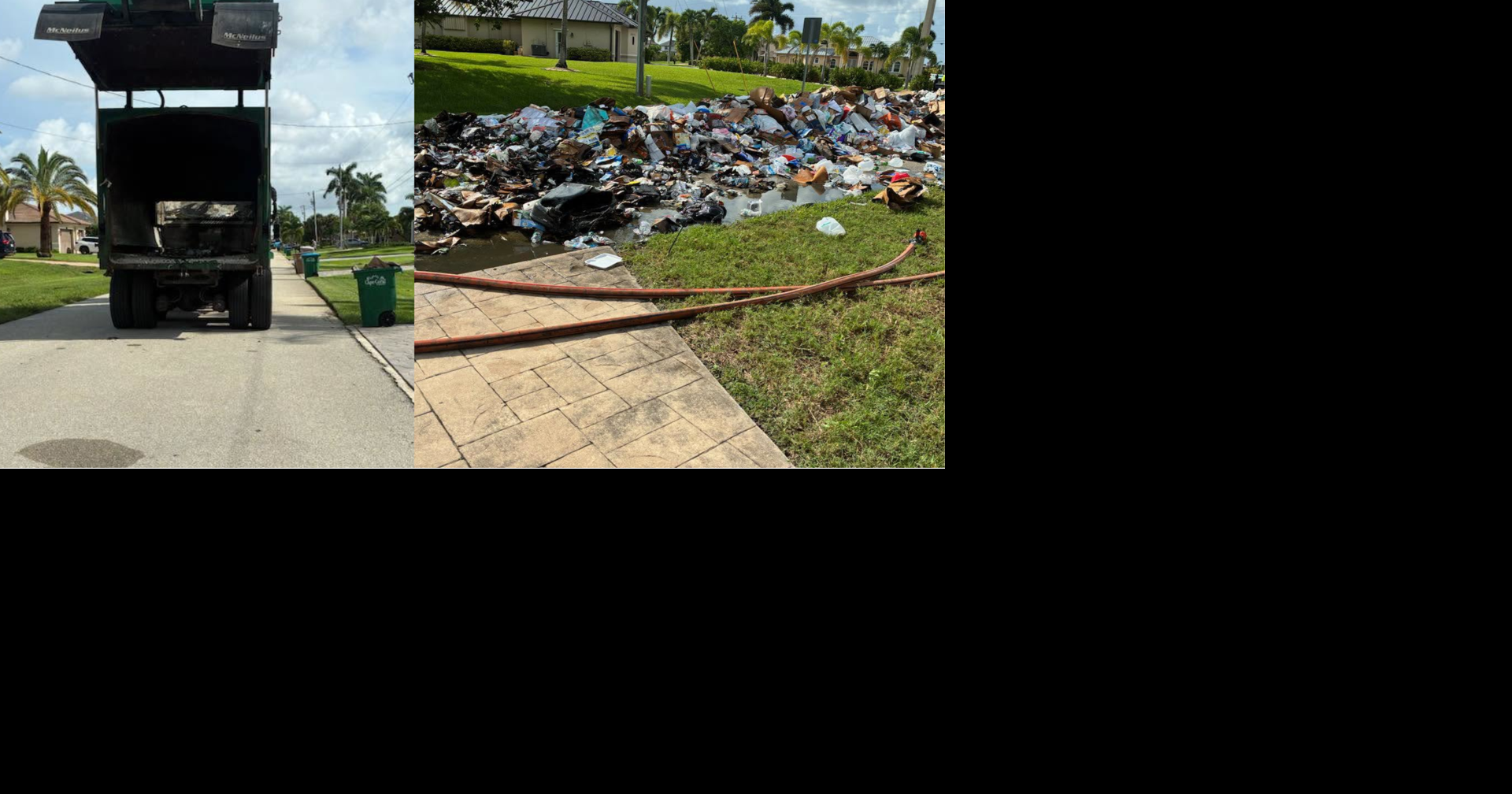 Garbage truck fire forces load dump on Cape Coral street