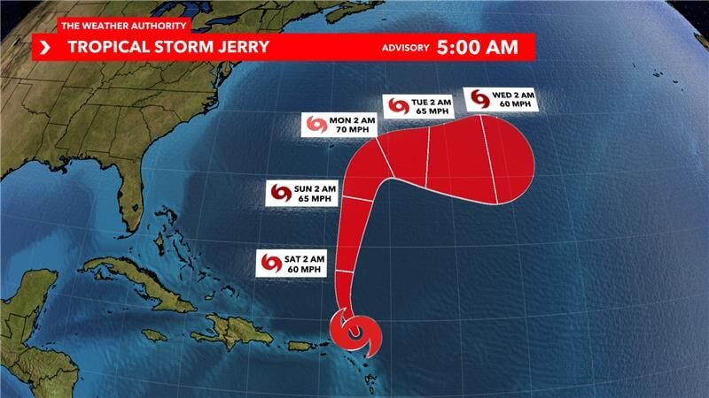 Tracking Tropical Storm Jerry and Subtropical Storm Karen in the ...