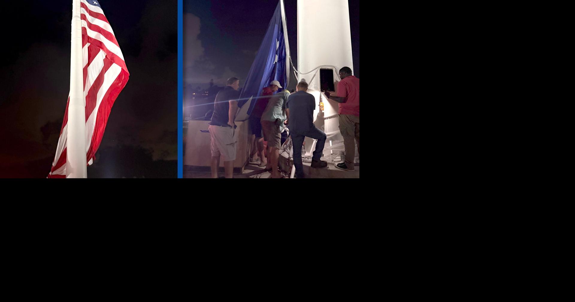 Cape Coral's 250-foot American flag returns after damage forced it down