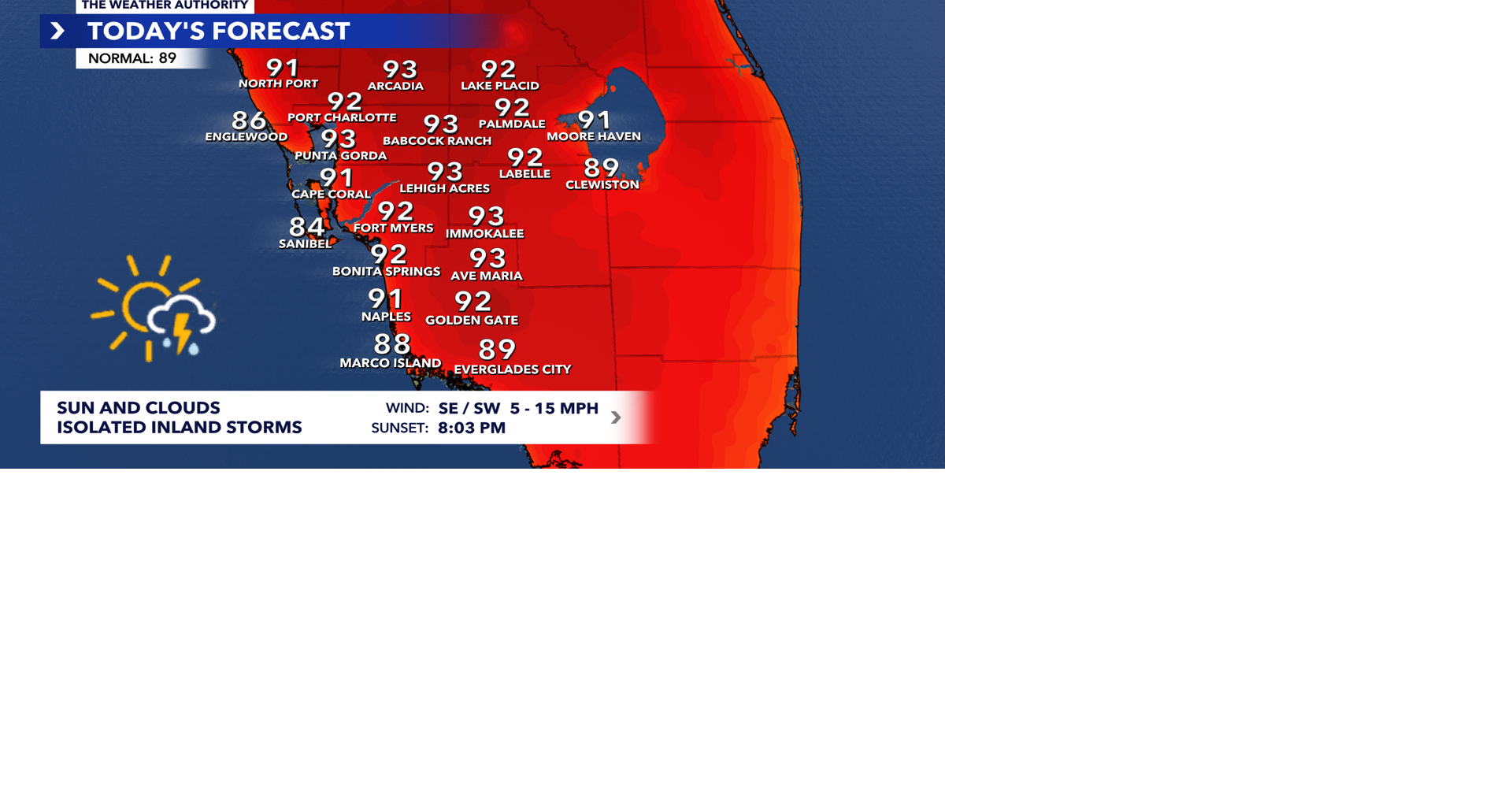 Hotter and drier day ahead with isolated storms staying inland ...