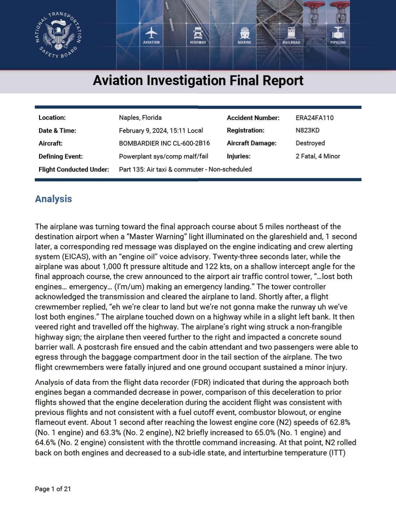 Final NTSB report on I-75 Naples plane crash