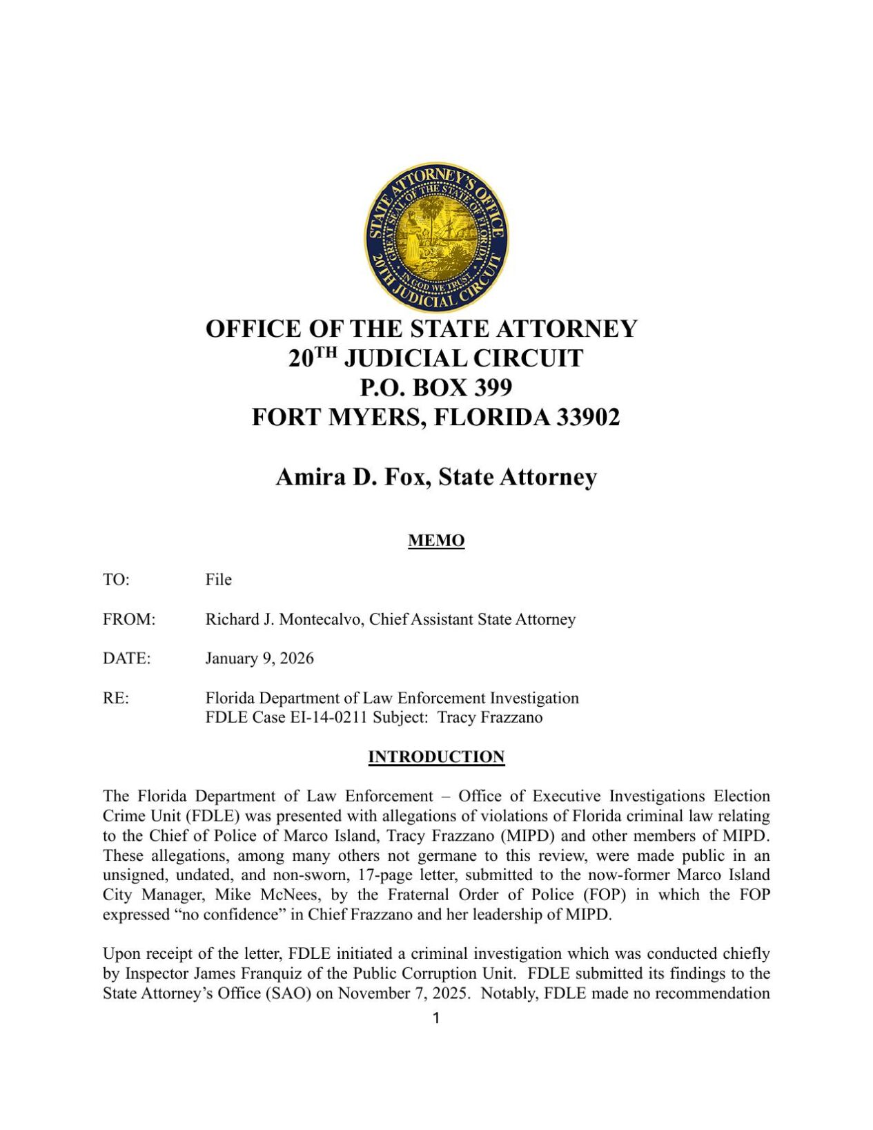 FDLE investigation into the Marco Island Police Department