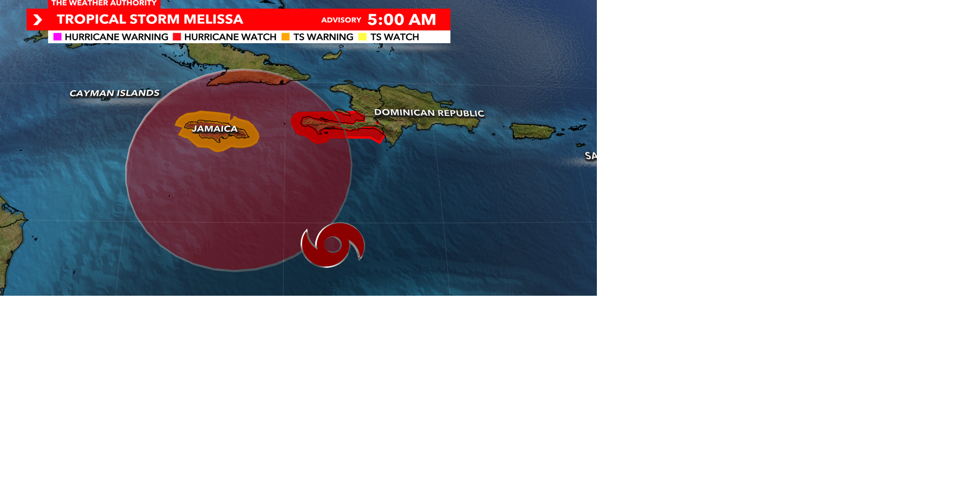 Tropical Storm Melissa expected to become a hurricane in the Caribbean