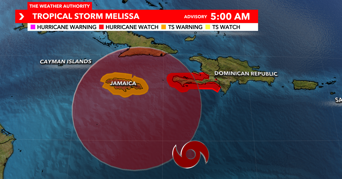 Tropical Storm Melissa expected to become a hurricane in the Caribbean