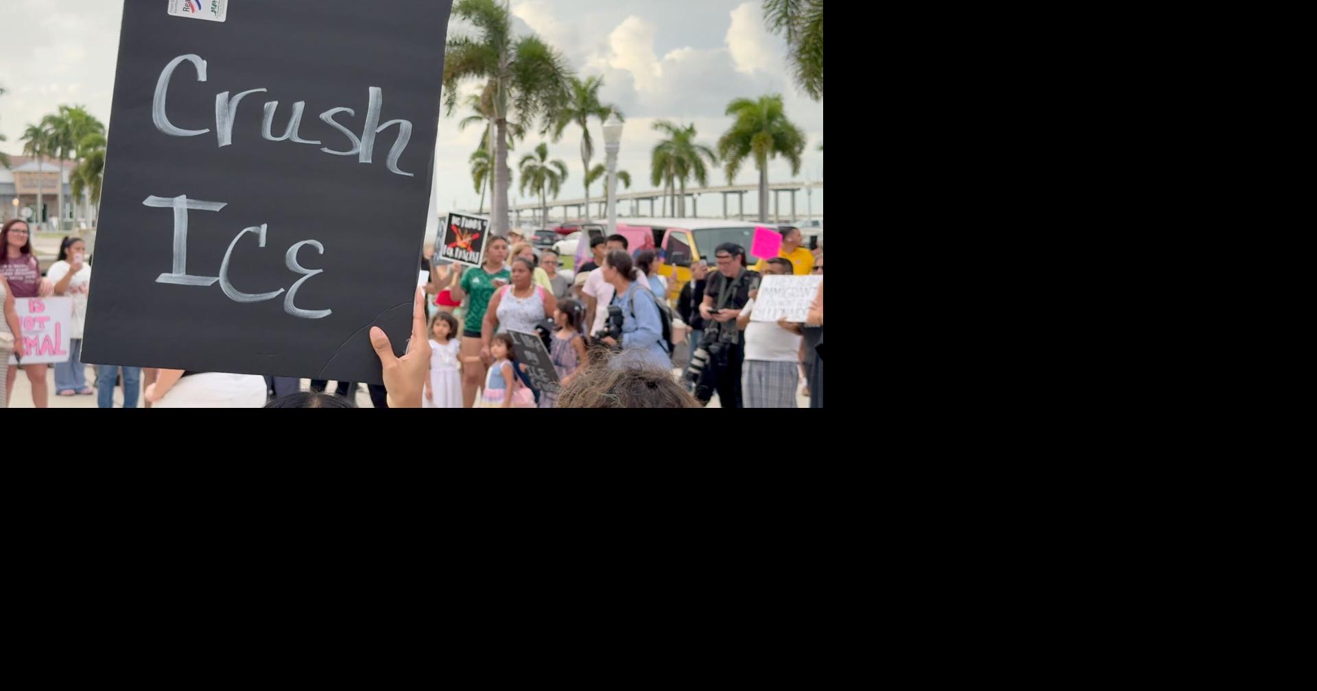 Protesters rally in downtown Fort Myers over reported ICE activity