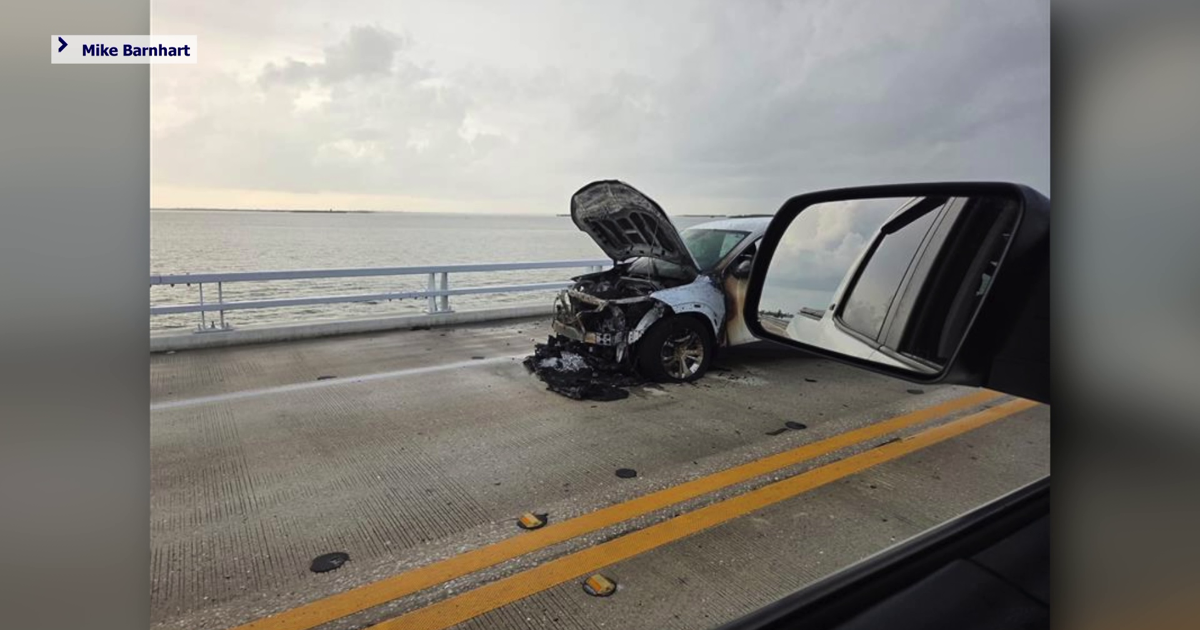 Car catches fire on Sanibel Causeway after apparent lightning strike