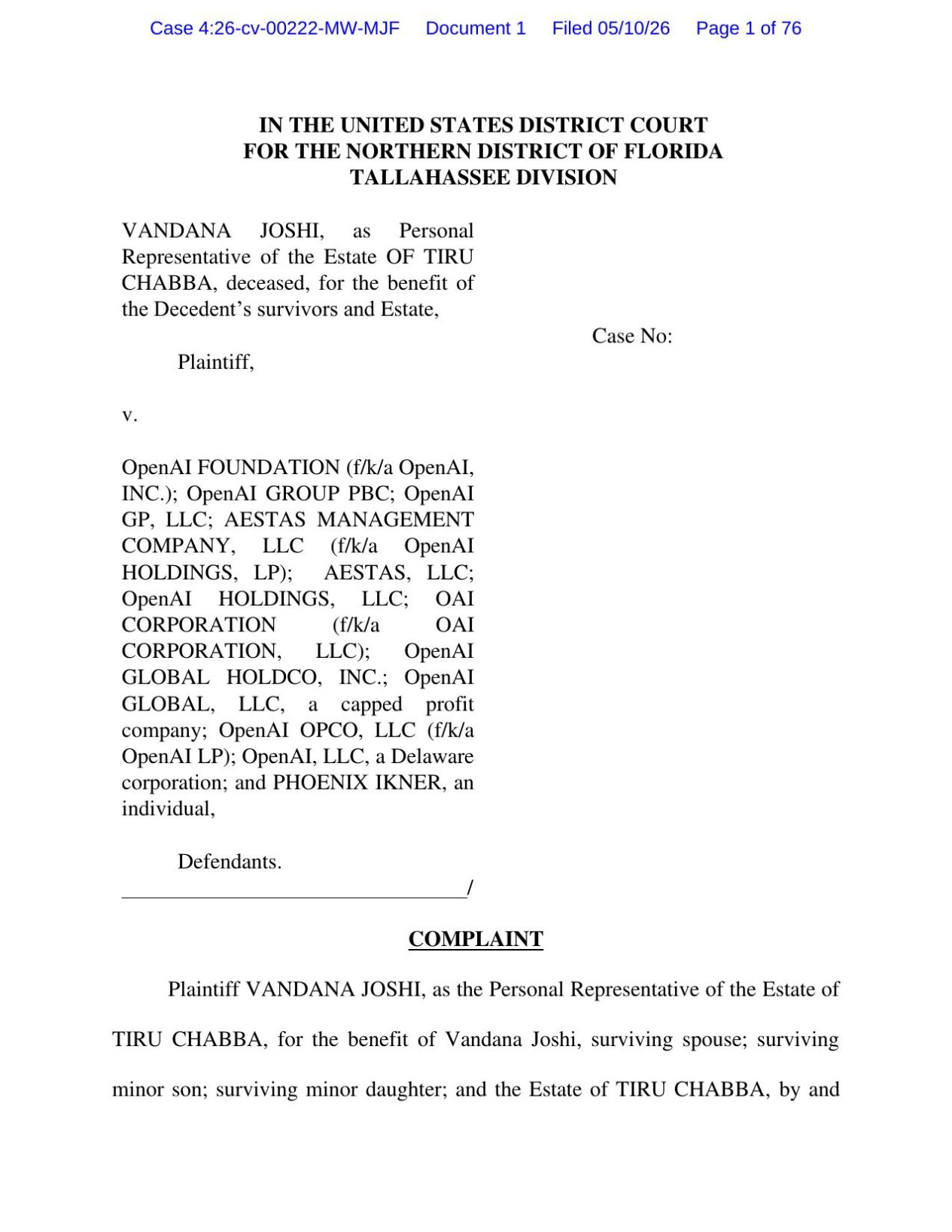 FSU Shooting Complaint File