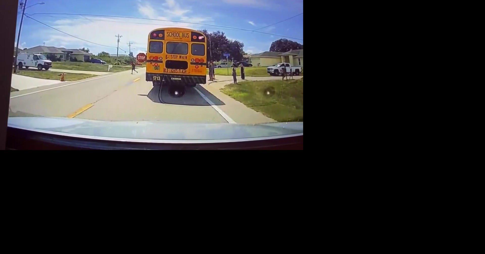 Pickup truck driver narrowly misses child getting off school bus in ...