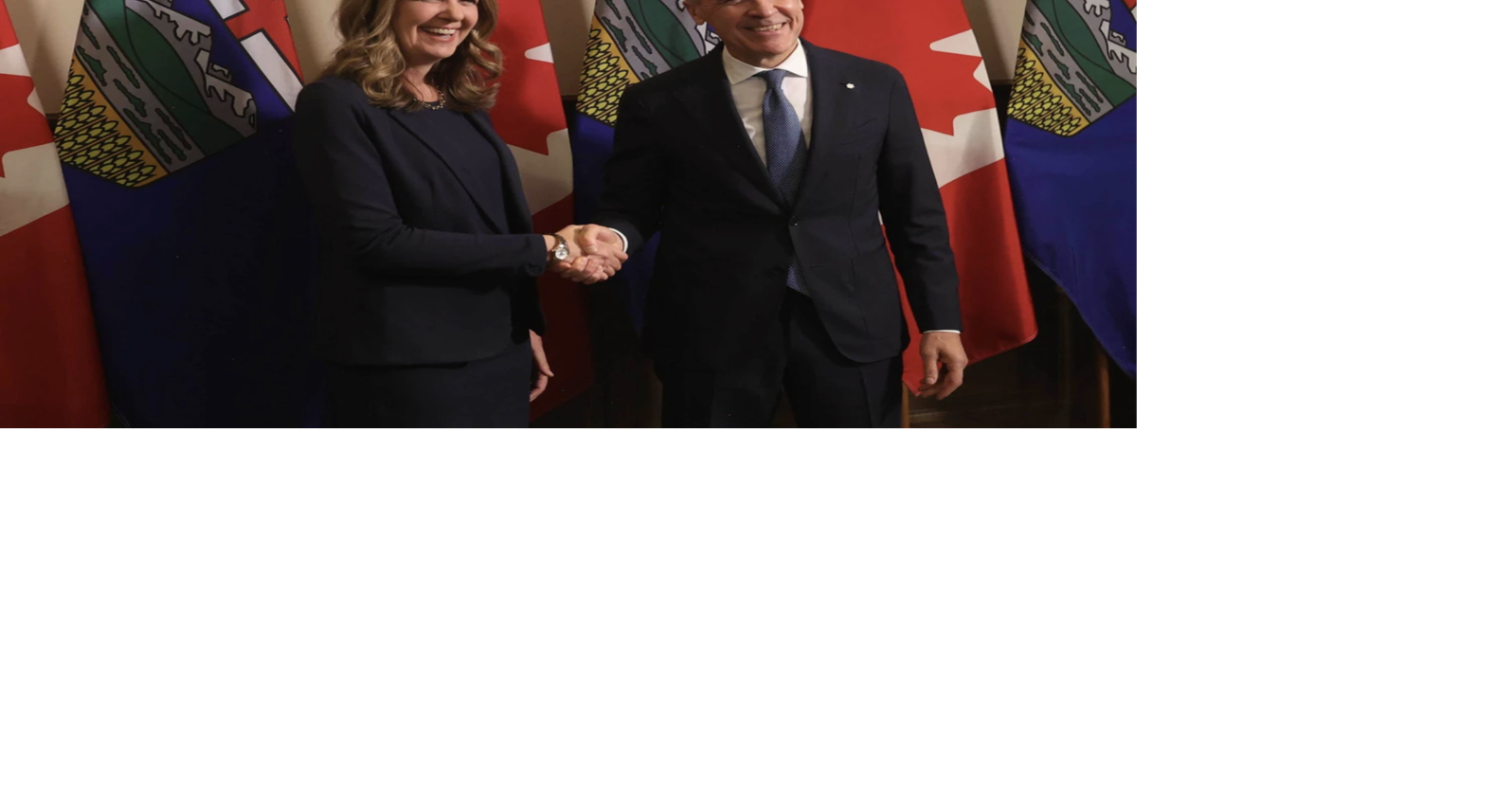 Alberta Premier Danielle Smith, left, and Prime Minister Mark Carney