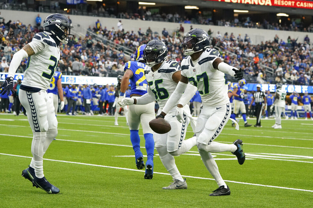 FILE - New York Jets cornerback Sauce Gardner celebrates a stop against the  Seattle Seahawks during the first half of an NFL football game Jan. 1, 2023,  in Seattle. Gardner, Detroit Lions