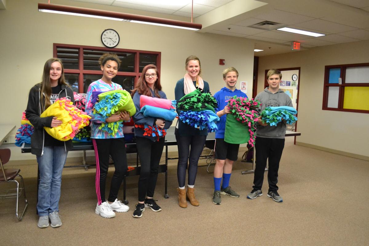 Winona Middle School students donate blankets to children in foster