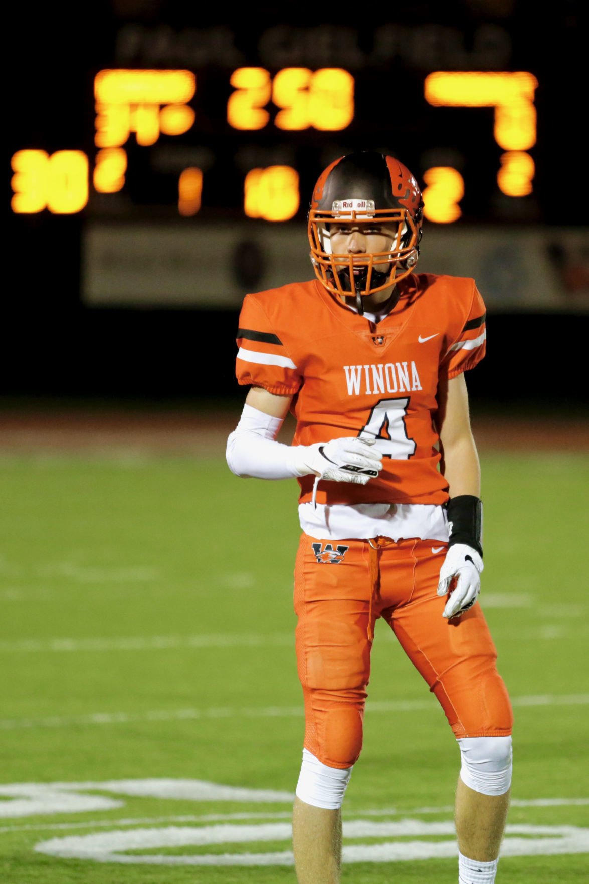 Winona Senior High football Winhawks dominate Faribault to advance to