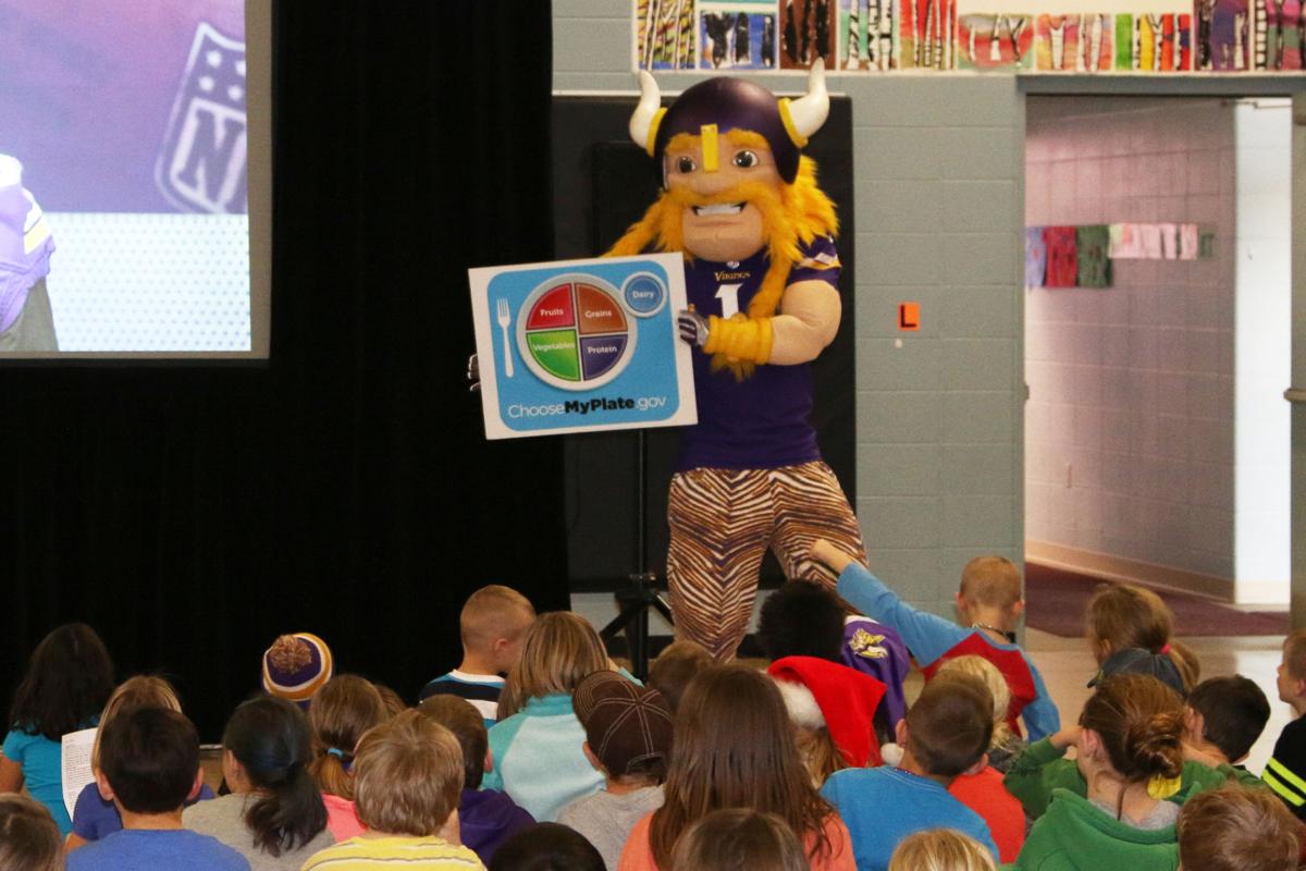 Viktor the Viking visits Ridgeway School to encourage physical activity