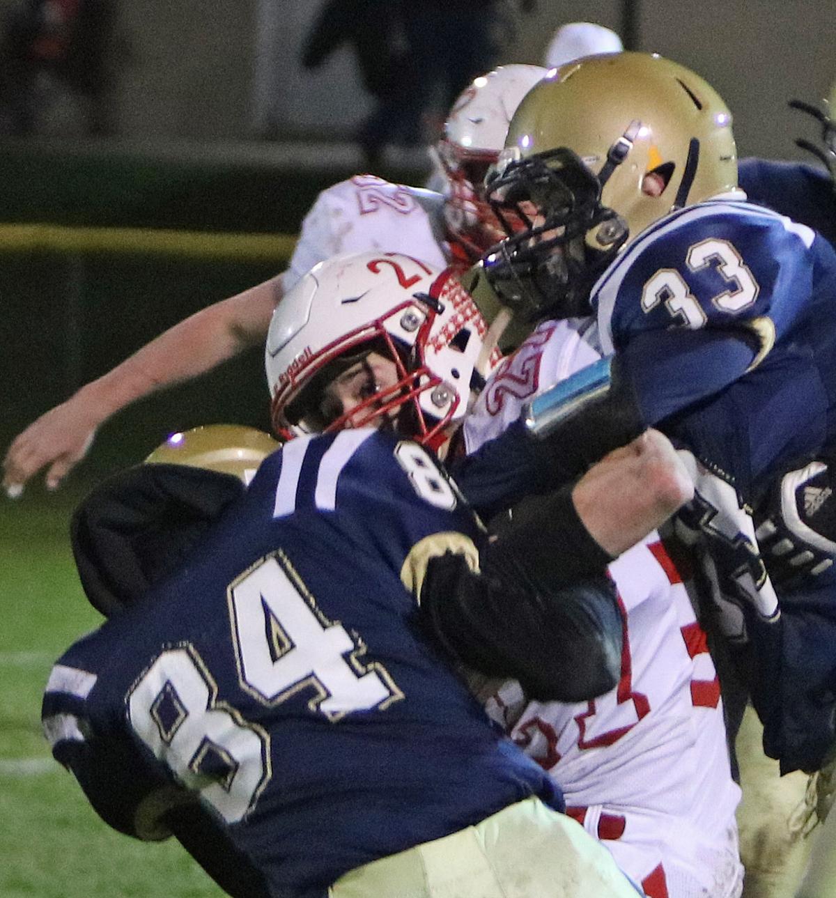 Prep football photo: Watertown Luther Prep's Ethan Buege and David Baumann
