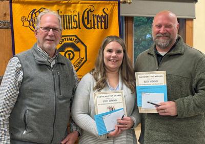 From left, Dick McFarlane, Sauk Prairie Optimist member; with guest speakers, Jen and Ben Wood, Zoe International, at the June 17 Optimist meeting.