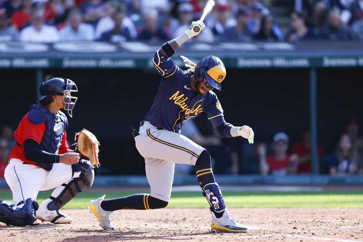 MILWAUKEE, WI - AUGUST 31: Milwaukee Brewers shortstop Willy Adames (27)  bats during an MLB game against the Pittsburgh Pirates on August 31, 2022  at American Family Field in Milwaukee, Wisconsin. (Photo