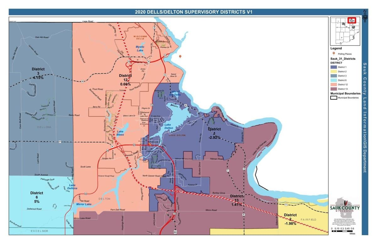 Wisconsin Dells, Lake Delton redistricting map