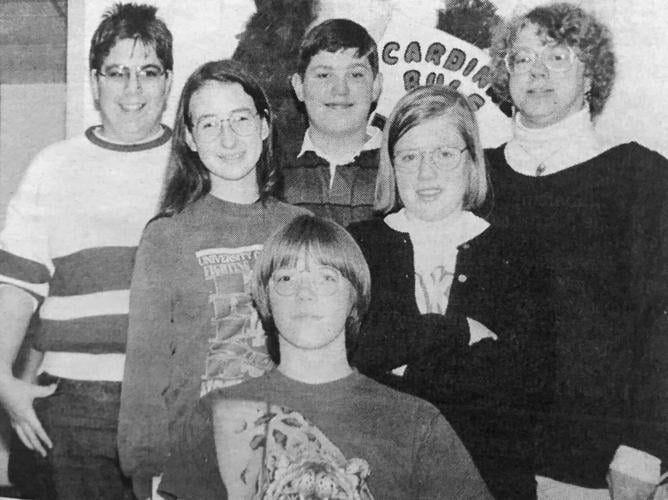 1994 From front, Dylan Schleicher; middle; Corrie McAliley, Ann Hofman; back, Bill Dieck, Ben Zeier, and Coach Sharon Rowe